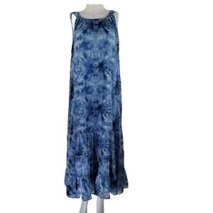 Maggie Barnes Blue Tye Dye Ruffle Tier Maxi Work Vacation Womens Dress 14/16W